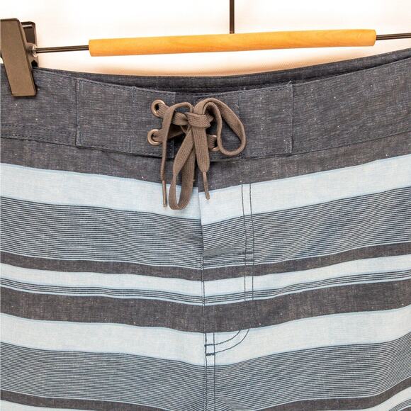 Travis Mathew Swim Boardshorts Mens 34W 10'' Inseam Blue Striped Unlined Pockets - Picture 2 of 11